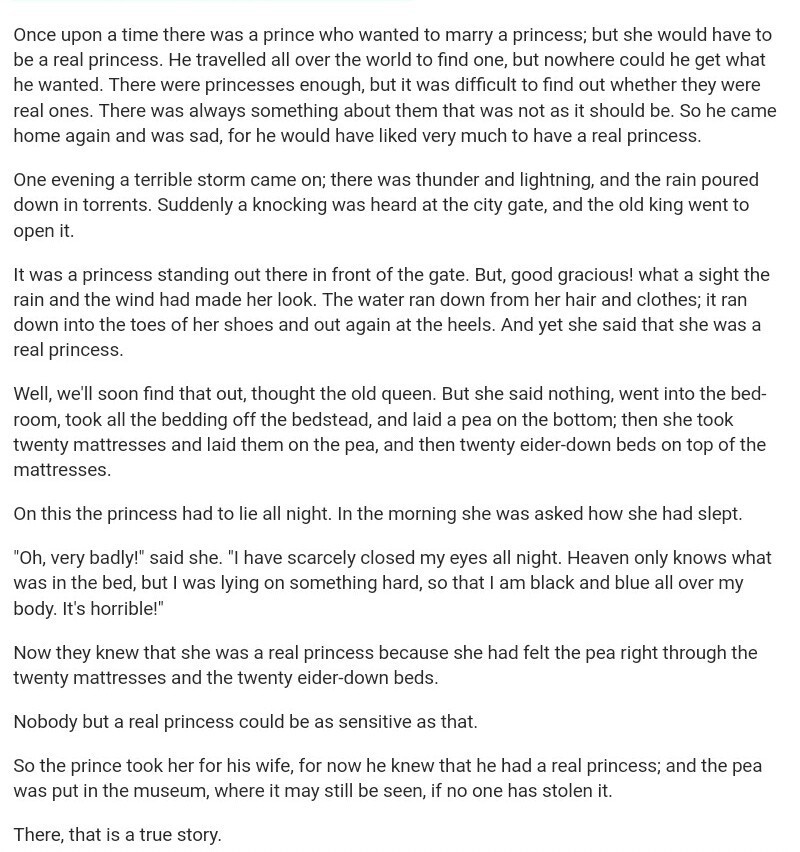 Называется "The Princess and the Pea".   The Lion and the Mouse Lion and the Mouse сказка на английскомOnce when...