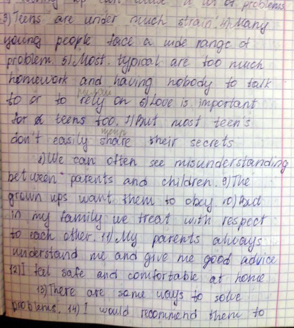 Проблемы тинейджеров.  Здесь все правильно, с репетитором составляла, сдавала экзамен по этому билету.  Там несколько предложений по личному мнению,...